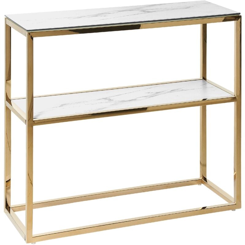 Beliani - Console Glamour Finition Moderne Effet Marbre avec Patins aux Pieds 78x80x30 cm Azusa