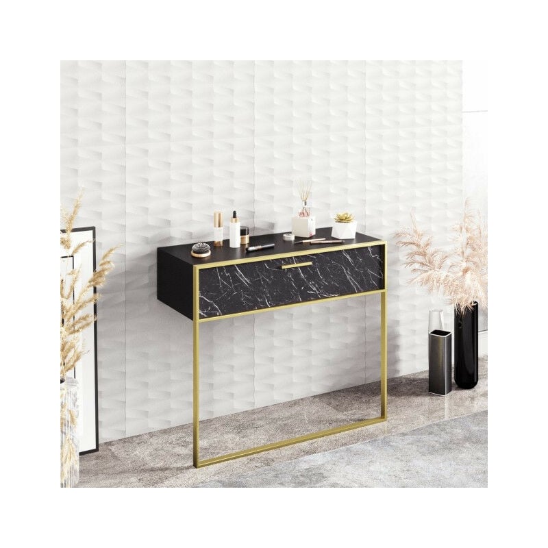 Azura Home Design - Console polka noir et doré 90 cm