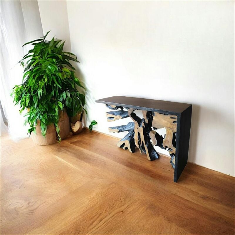 Pier Import - Console racine de teck contour bois noir arizona