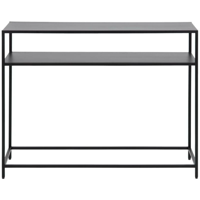 Hellin - Console rectangulaire double plateau en métal noir L100 - cassia