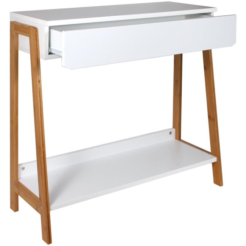 The Home Deco Factory - Console 1 tiroir blanc avec tablette - Casâme - Blanc