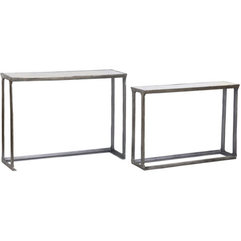Console Set 2 Marbre Aluminium 108X30X79 Patinado