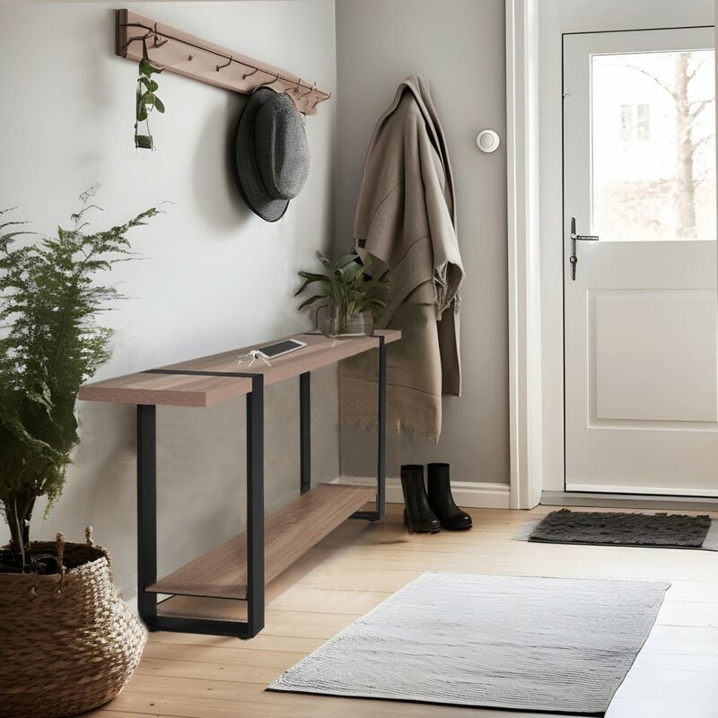 Le Quai Des Affaires - Console sintra 120X30 cm / Décor Chêne blanchi et métal noir/ 120x30x82