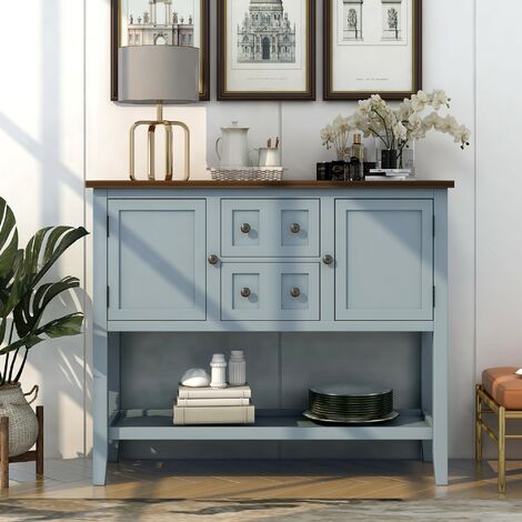 Console Sofa Table 2 Drawer with Bottom Shelf for Extra Storage Slim Windsor Console Table Sideboard for Hallway Entryway Kitchen Dining Room Living Room Home Office (navy blue)