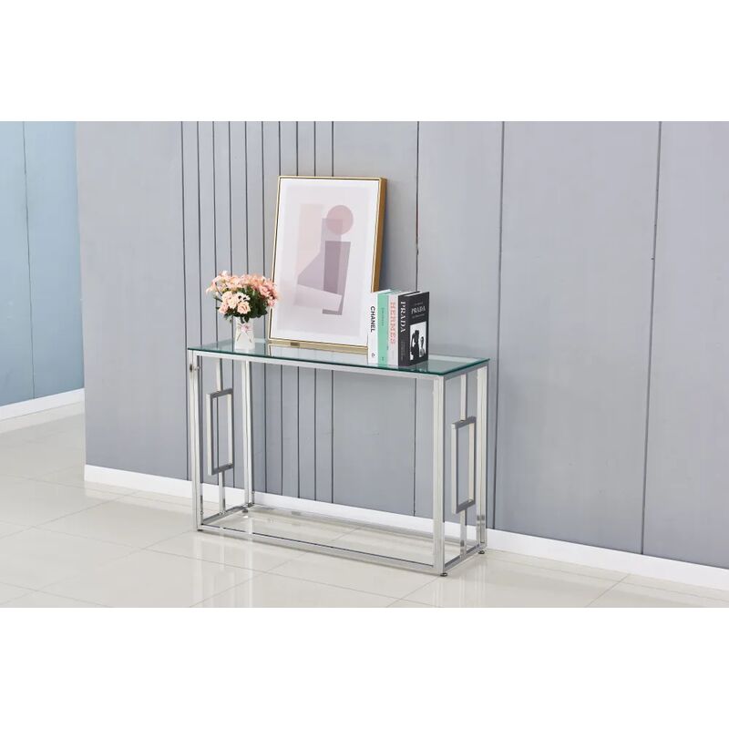 Homy France - Console sophie chrome transparent 120x40x78 cm