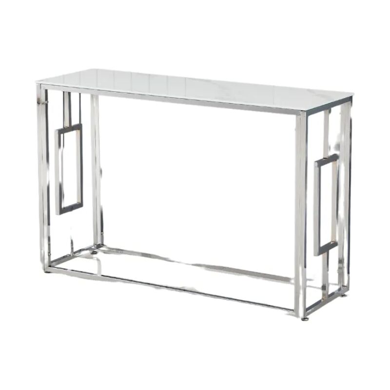 Homy France - Console sophie chrome marbré blanc 120x40x78 cm