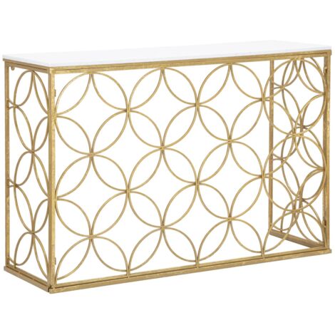 Console Star Marble 120x40x80 cm in Ferro e Marmo Oro e Bianco