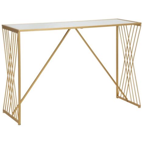 Console struttura in metallo e legno MDF con ripiano in vetro per interni