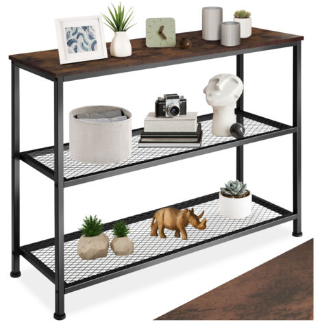 Tectake – Console industrielle 100 x 30 x 81 cm en MDF et acier – 3 niveaux de rangement – Capacité de charge 75 kg – Pour salons et couloirs