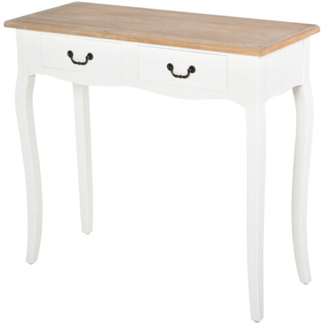 Console style table de drapier style shabby chic 2 tiroirs blanc