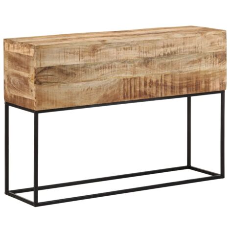 Console Table 110x30x75 cm Solid Wood Rough Mango and Iron vidaXL