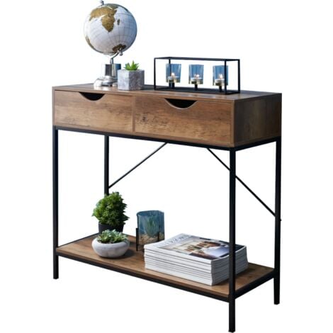 SPOT ON DEALZ Console Table 2 Drawer Wooden Shelf Hallway Storage Side Desk Furniture Bedroom