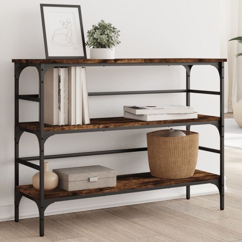 Console Table Smoked Oak 100x32x75 Cm Engineered Wood Vidaxl