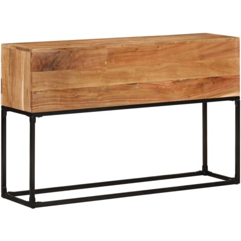 Console Table  Brown  Solid Acacia Wood, Powder-Coated Iron  120 cm vidaXL