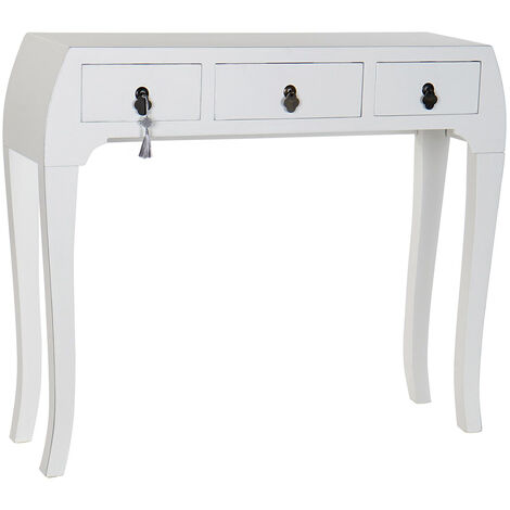 Console Table console en bois de sapin et MDF coloris banc - Longueur 96 x Profondeur 26 x Hauteur 80 cm -PEGANE-