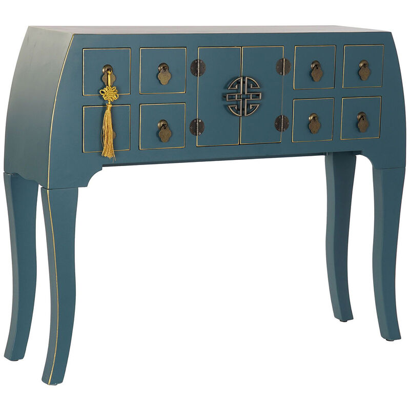 Console Table console en bois de sapin et mdf coloris bleu pétrole - Longueur 98 x Profondeur 26 x Hauteur 80 cm Pegane