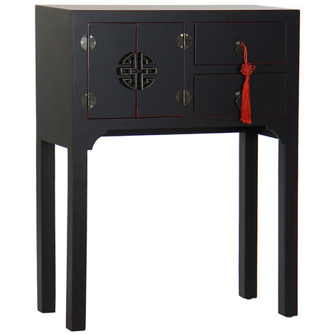 Console Table console en bois de sapin et MDF coloris noir - Longueur 63 x Profondeur 26 x Hauteur 83 cm -PEGANE-