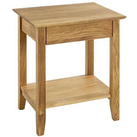 Console table d'appoint 1 tiroir en bois massif huilé coloris chêne - Longueur 56 x Hauteur 52 x Profondeur 30 cm