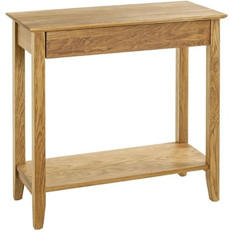 Console table d'appoint 1 tiroir en bois massif huilé coloris chêne - Longueur 75 x Hauteur 75 x Profondeur 35 cm