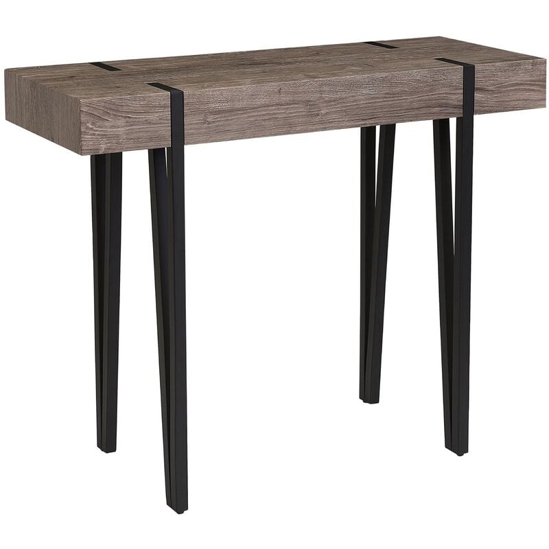 Industrial Console Table Dark Wood Top Metal Hairpin Legs Adena - Dark Wood