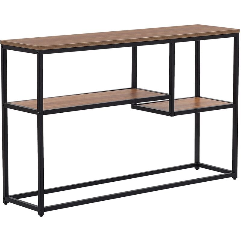 Console Table with 2 Shelves Industrial Living Room Dark Wood with Black Belmont - Dark Wood