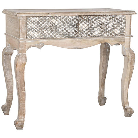 Console Table en bois de manguier coloris naturel/blanc - Longueur 91 x Profondeur 42 x Hauteur 81 cm -PEGANE-