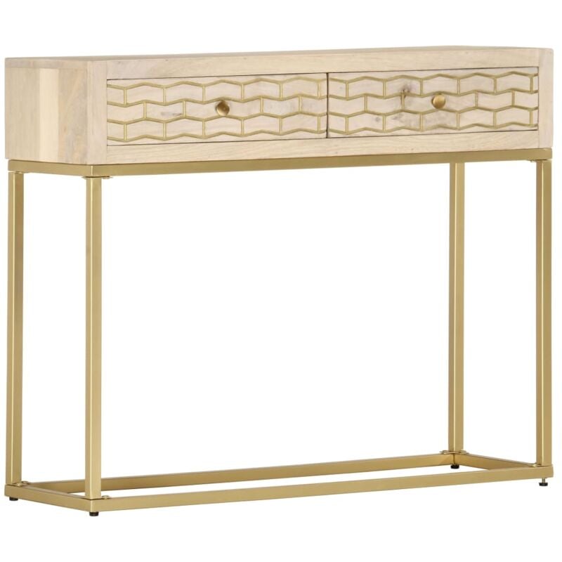 Console Table Gold 90x30x75 cm Solid Mango Wood Vidaxl