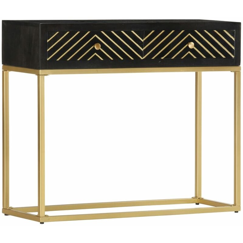 Vidaxl - Console Table Black and Gold 90x30x75 cm Solid Mango Wood