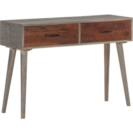 Console Table Grey 110x35x75 cm Solid Rough Mango Wood vidaXL
