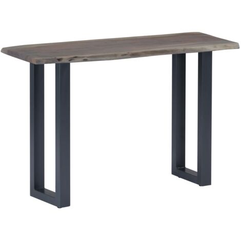 Console Table Grey 115x35x76 cm Solid Aacia Wood and Iron vidaXL