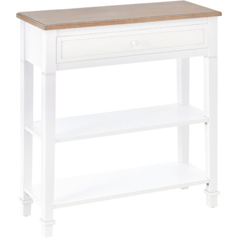 Console Table Hallway Side Desk 1 Drawer 2 Shelves Worktop Handle Retro Elegant Style Home Display Storage for Bedroom Livingroom