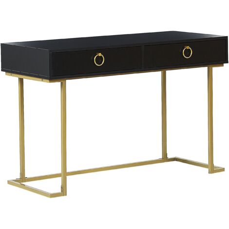 Console Table Home Office Desk WESTPORT Black/ Gold 115 cm 50 cm with Storage