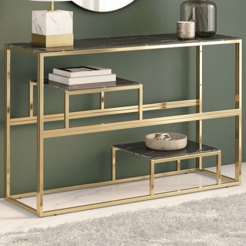 Console Table Gold Stainless Steel And Tempered Glass Vidaxl