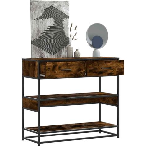 Console Table Smoked Oak 90x35x80 cm Engineered Wood vidaXL