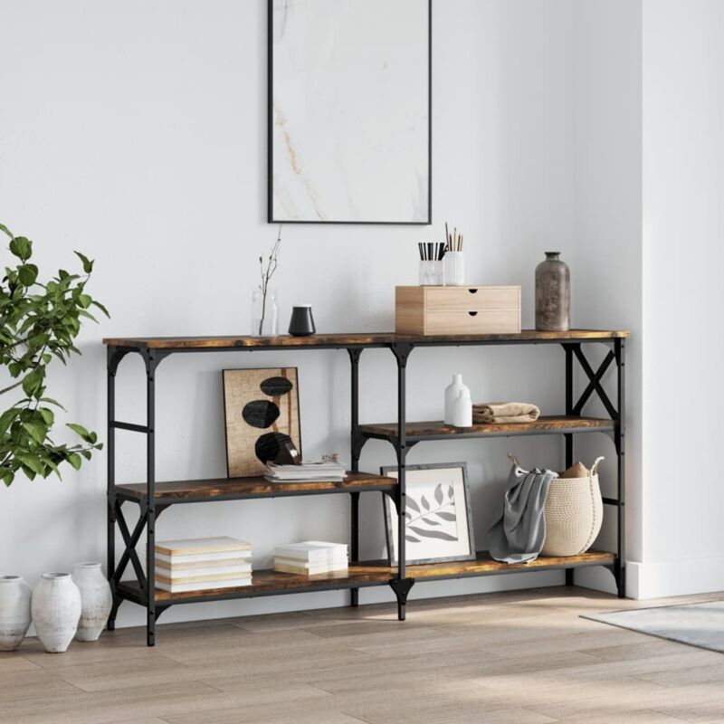 Console Table Smoked Oak 150x29x76.5 Cm Engineered Wood Vidaxl