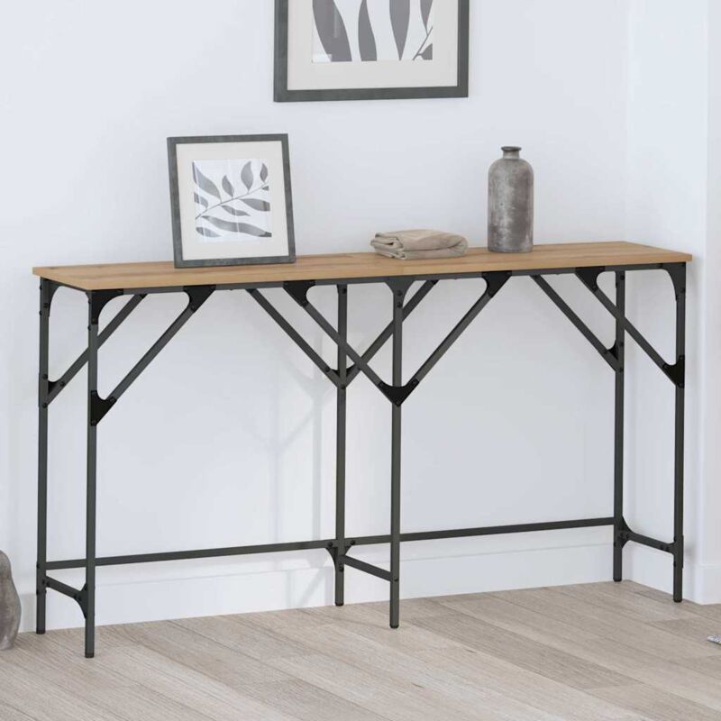Console Table Artisan Oak 140 X 29 X 75 Cm Engineered Wood Vidaxl