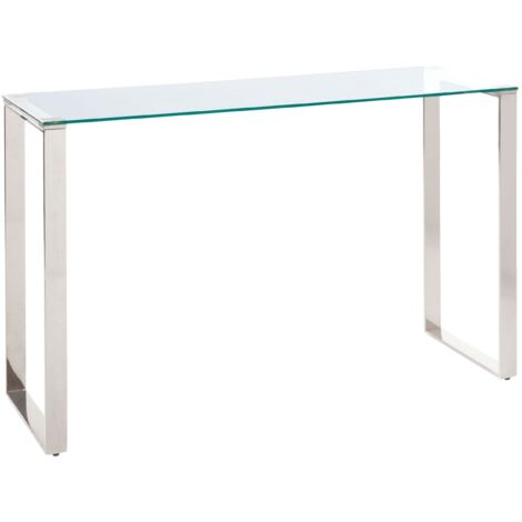 Console Table TILON Tempered Glass Silver