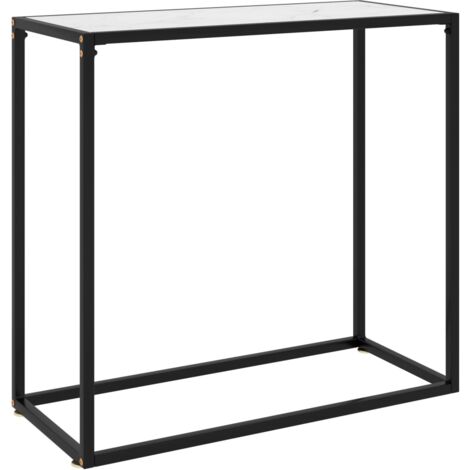 Console Table White 80x35x75 cm Tempered Glass vidaXL