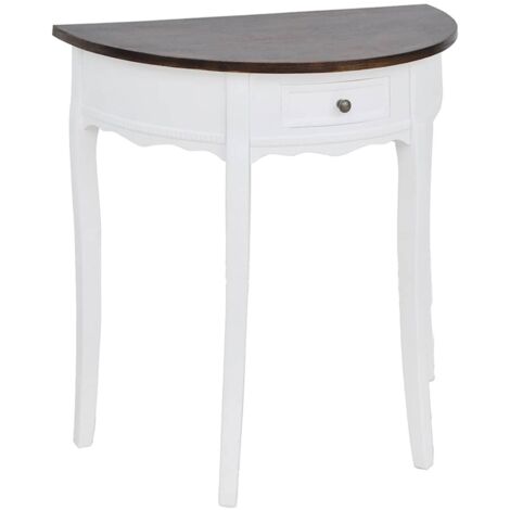 Console Table with Drawer and Brown Top Half-round vidaXL
