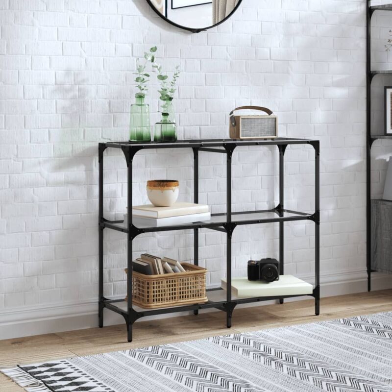 Console Table With Transparent Glass Top 98x30x81 Cm Steel Vidaxl