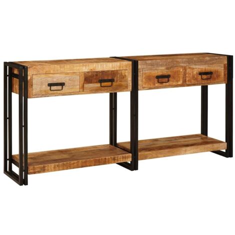 Console Tables 2 pcs Brown 160 x 33 x 75 cm Solid Mango wood vidaXL
