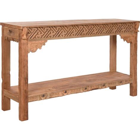 Console teck sculpté pour une entrée authentique - Teinte naturelle de teck recyclé