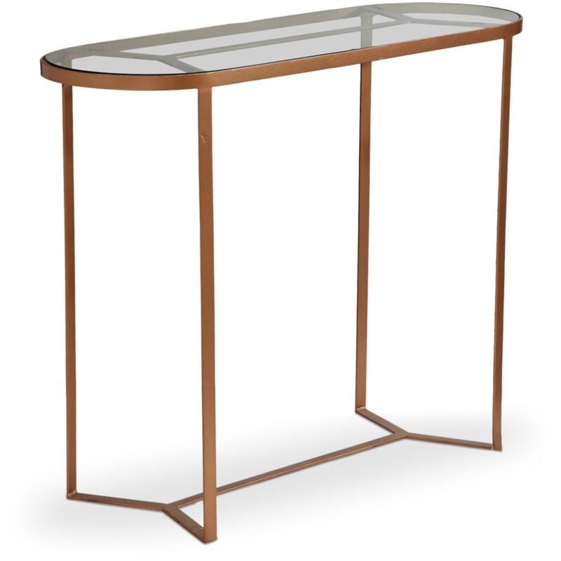 Cotecosy - Console Totem Verre et Métal Cuivré