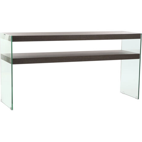 Console Verre Mdf 160X45X80 Noyer Marron