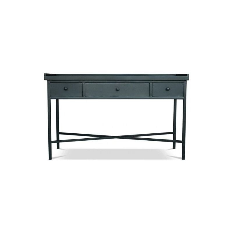 Console Vintage Industriel 3 Tiroirs - Acier Noir