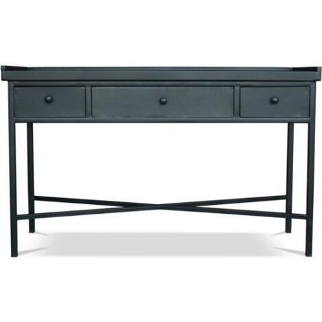 Privatefloor – Console vintage industrielle 3 tiroirs en acier noir – Dimensions 130x41x78.5 cm – Élégante et fonctionnelle pour salon ou entrée