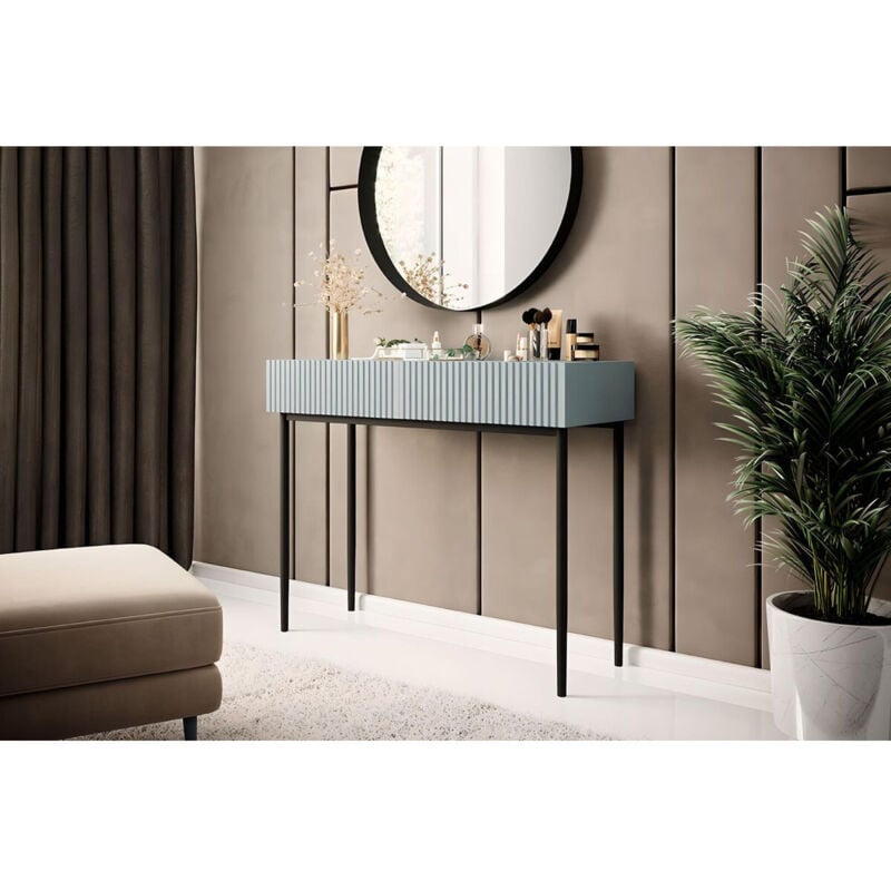 Bobochic - Console 2 tiroirs kasha pieds noirs Bleu clair