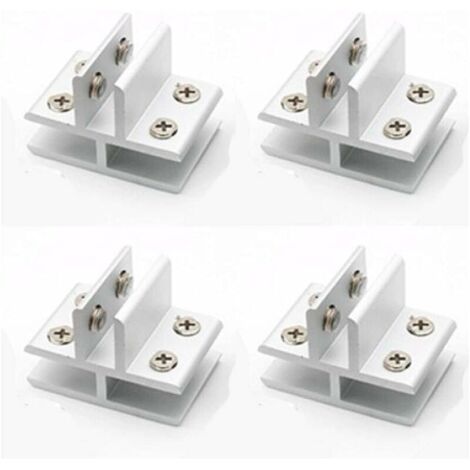 Consoles et taquets pour étagères Lot de 4 pinces en forme de T pour verre sur 3 panneaux latéraux, douches, tables, panneaux de serrage 10-12 mm