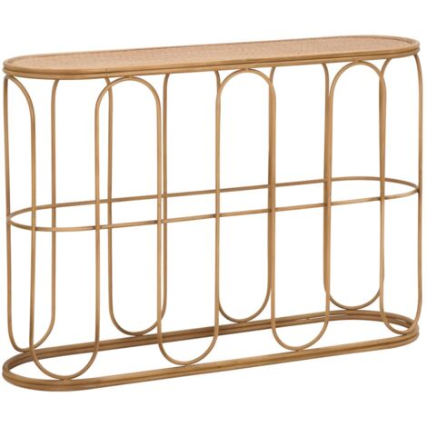 Consolle 110x32x77 cm in Metallo Piano in Rattan
