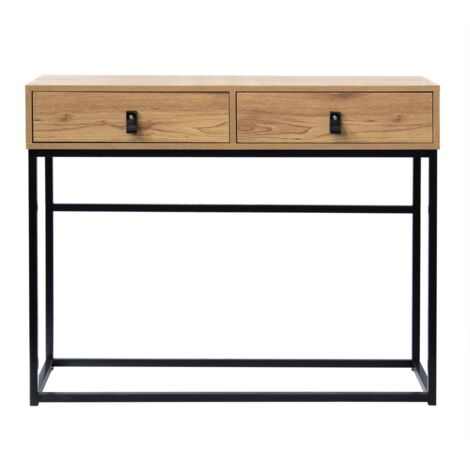 Consolle a 2 cassetti con gambe in metallo effetto rovere - JILL